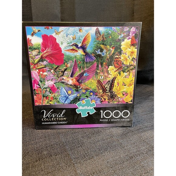 Buffalo Games Vivid Collection Jigsaw Puzzle Hummingbird Garden 1000 Pieces New - Picture 1 of 6